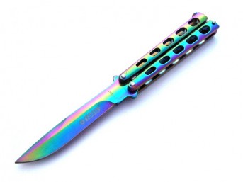 Nóż motylkowy Rainbow 497C balisong motylek tęczowy