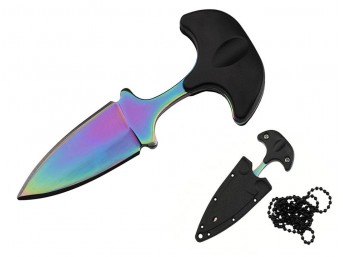Nóż Rainbow Neck Knife na szyje tęczowy + etui 