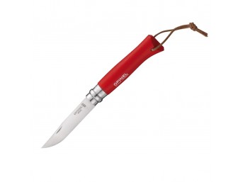 Nóż Opinel Colorama 08 inox grab czerwony z rzemieniem
