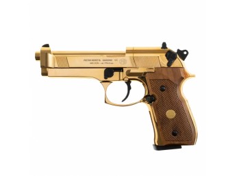 Pistolet wiatrówka Beretta M92 FS złoty z drewnianymi okładzinami 4,5 mm Diabolo CO2